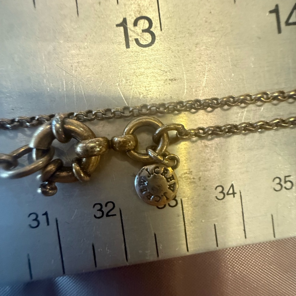 Vintage J. Crew Gold Chain w/ Pink Green Art Deco Pendant Necklace 34” - Picture 8 of 11